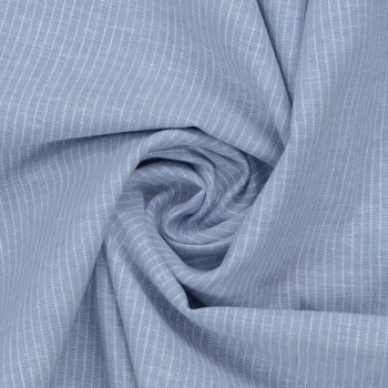 Leinen- Baumwoll Mischgewebe "Paul" hellblau meliert gestreift